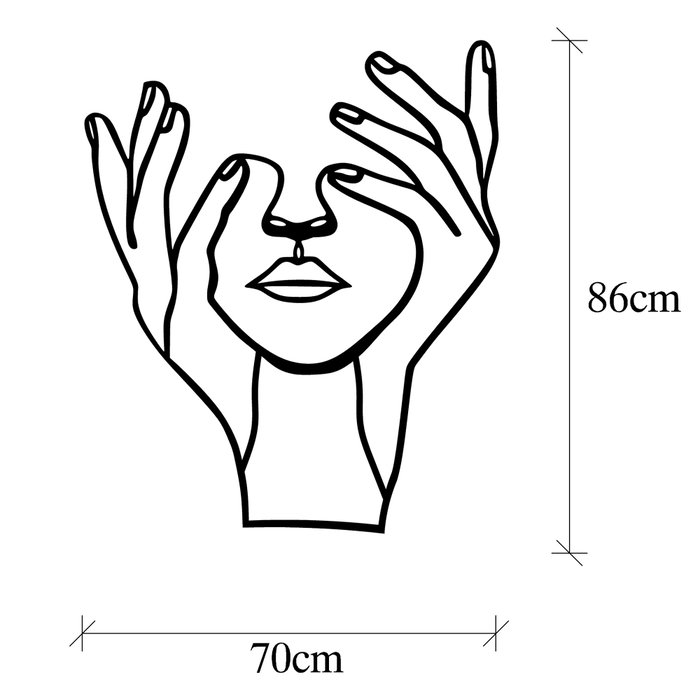 Wallity Hand Face Escultura de Pared de Metal Negra